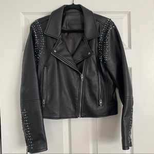 BLANKNYC Turquoise and Silver Studded Leather Jacket